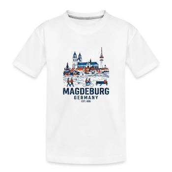 Magdebourg, Allemagne, silhouette et rivière Elbe - T-shirt bio Premium Enfant - blanc - Devant