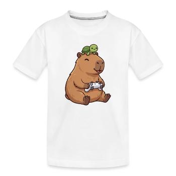 Capybara und Turtle Gaming niedlich - Kinder Premium Bio T-Shirt - Weiß - Vorne