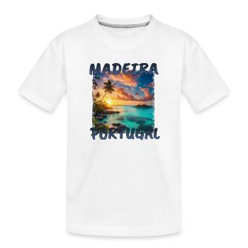 Madeira Portugal Grunge Urlaub Strand - Kinder Premium Bio T-Shirt - Weiß - Vorne