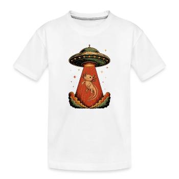 Axolotl UFO Abduction Retro Vintage Space Art - Kids' Premium Organic T-Shirt - white - Front