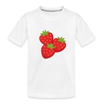 Freche Erdbeeren PopArt Muster - Kinder Premium Bio T-Shirt - Weiß - Vorne