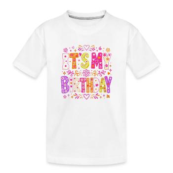 Mes lettres de fleurs d’anniversaire - T-shirt bio Premium Enfant - blanc - Devant