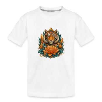 Tiger im Kristalllotus - Kinder Premium Bio T-Shirt - Weiß - Vorne