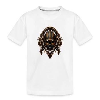 Tribal Maske mit Perlen und Federn - Kinder Premium Bio T-Shirt - Weiß - Vorne
