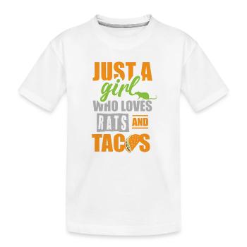 Juste une fille qui adore les rats et les tacos - T-shirt bio Premium Enfant - blanc - Devant