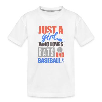 Juste une fille qui adore les rats et le baseball - T-shirt bio Premium Enfant - blanc - Devant