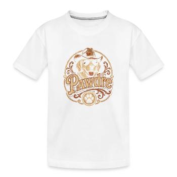 Pawdre Cowboy Hundemotiv - Kinder Premium Bio T-Shirt - Weiß - Vorne