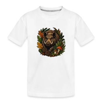 Sanglier de la forêt d’automne - T-shirt bio Premium Enfant - blanc - Devant