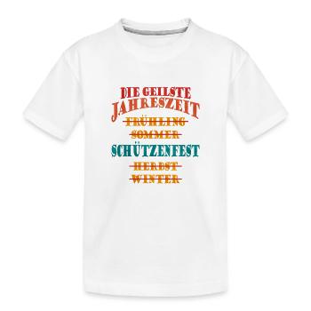 Gekreuzte Jahreszeiten Typo-Print - Kinder Premium Bio T-Shirt - Weiß - Vorne
