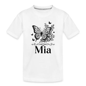 Prénom de Mia Cadeau floral papillon - T-shirt bio Premium Enfant - blanc - Devant