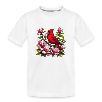 Cardinal sur magnolias - T-shirt bio Premium Enfant - blanc - Devant