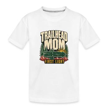 Première petite aventure de randonnée de la maman au départ du sentier - T-shirt bio Premium Enfant - blanc - Devant