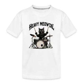 Heavy Metal Cat à la batterie - T-shirt bio Premium Enfant - blanc - Devant