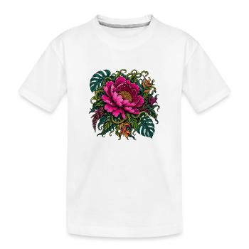 Tropische Pinkpeony Florale Explosion - Kinder Premium Bio T-Shirt - Weiß - Vorne