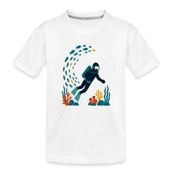 Plongeurs sous-marins et coraux colorés - T-shirt bio Premium Enfant - blanc - Devant