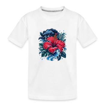 Vague d’orage d’hibiscus - T-shirt bio Premium Enfant - blanc - Devant