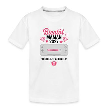 Bientôt Maman 2027 Gamer Annonce Grossesse - T-shirt bio Premium Enfant - blanc - Devant