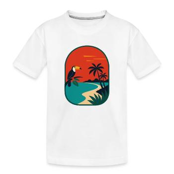 Panorama côtier tropical avec toucan - T-shirt bio Premium Enfant - blanc - Devant
