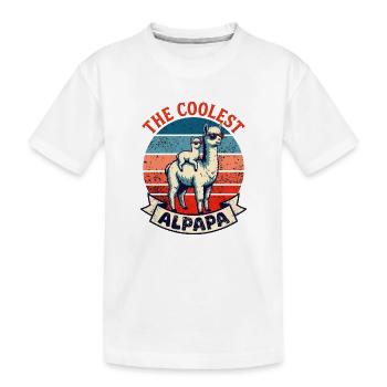 The Coolest Papa Retro Alpaca - Kids' Premium Organic T-Shirt - white - Front