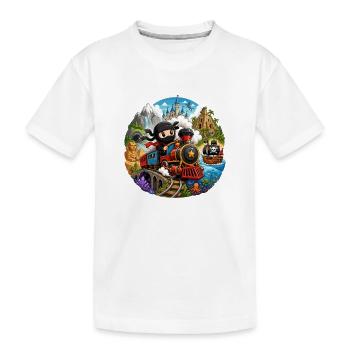 Kleiner Ninja Abenteuerzug durch Dschungelmeer - Kinder Premium Bio T-Shirt - Weiß - Vorne