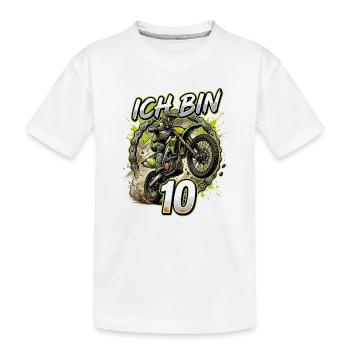 Ich bin 10 Motocross - Kinder Premium Bio T-Shirt - Weiß - Vorne