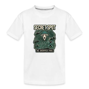 Endroit secret de cueillette de champignons, pas de goupilles tombées - T-shirt bio Premium Enfant - blanc - Devant