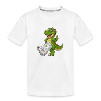 Dinosaure joyeux avec du plâtre - T-shirt bio Premium Enfant - blanc - Devant