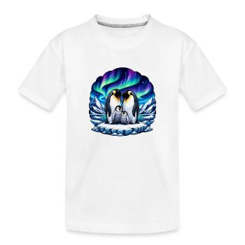 Famille polaire sous les aurores boréales - T-shirt bio Premium Enfant - blanc - Devant