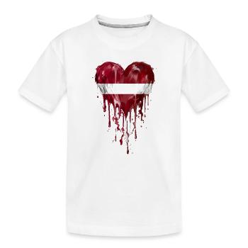 Dripping heart in Latvian flag - Kids' Premium Organic T-Shirt - white - Front