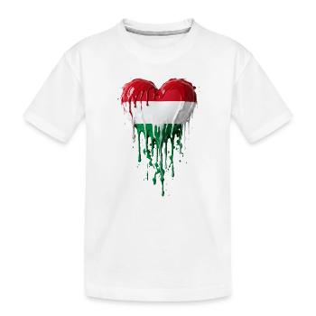 Cœur avec drapeau hongrois - T-shirt bio Premium Enfant - blanc - Devant