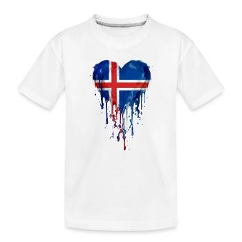 Peinture à l’aquarelle du drapeau nordique du cœur nordique islandais - T-shirt bio Premium Enfant - blanc - Devant