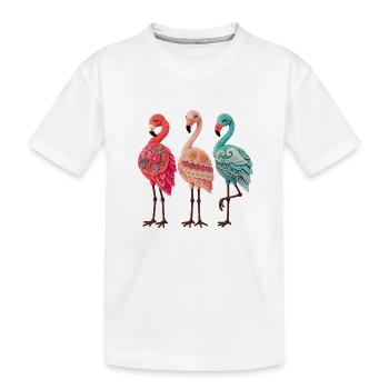 Trio de flamants roses artisanaux dans des poses vibrantes - T-shirt bio Premium Enfant - blanc - Devant