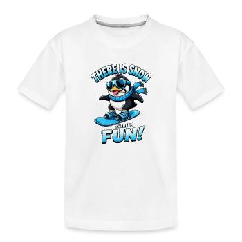 Pinguin Snowboard Wintersport Spruch - Kinder Premium Bio T-Shirt - Weiß - Vorne