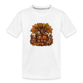 La famille des châtaigniers dans la forêt d’automne - T-shirt bio Premium Enfant - blanc - Devant
