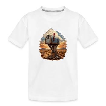 Boîte aux lettres rouillée sur le chemin du désert - T-shirt bio Premium Enfant - blanc - Devant