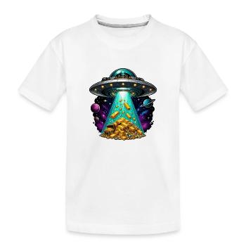 Rayon au trésor en or de l’atterrissage d’OVNI - T-shirt bio Premium Enfant - blanc - Devant