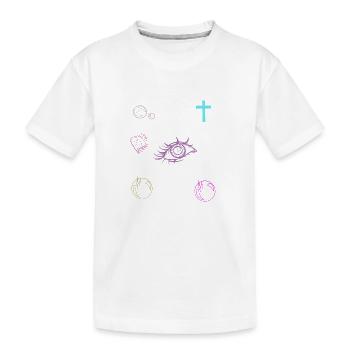 Auge Bibel Kreuz - Kinder Premium Bio T-Shirt - Weiß - Vorne