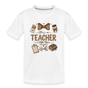 Sie ist Lehrerin, das merke ich Süßer Leopardenlehrer - Kinder Premium Bio T-Shirt - Weiß - Vorne