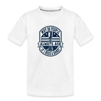 Warum fragen mich die Leute, ob ich eine Hand brau - Kinder Premium Bio T-Shirt - Weiß - Vorne