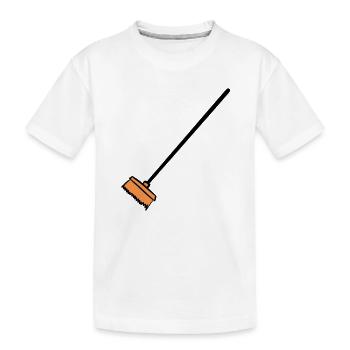 Besen, handgezeichnet. Putzfrau, Müllmann - Kinder Premium Bio T-Shirt - Weiß - Vorne