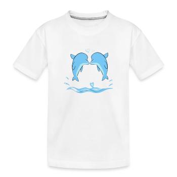 couple couple dolphin animals sea animal love - Kids' Premium Organic T-Shirt - white - Front
