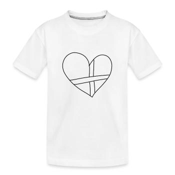 Heart Lines Ribbon Patch - Kids' Premium Organic T-Shirt - white - Front
