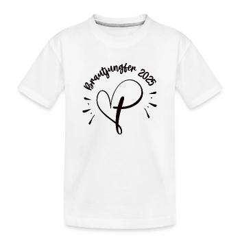 Brautjungfer 2025 Hochzeit Freundin Trauzeugin - Kinder Premium Bio T-Shirt - Weiß - Vorne
