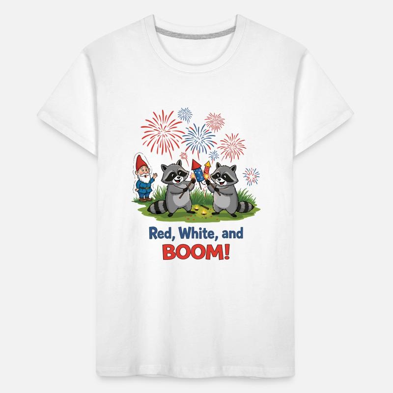 Raton laveur 4 juillet Feu d’artifice T-shirt bio Premium Enfant