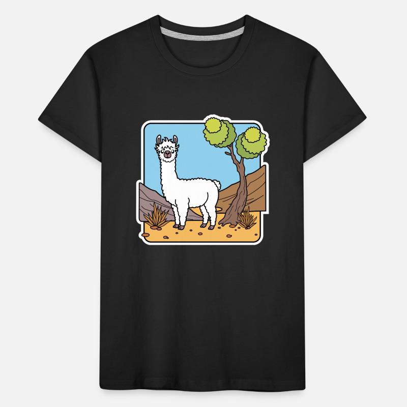 Kuck! Ein weißes Lama! Oder ist das ein Alpaka? Kinder Premium Bio T-Shirt