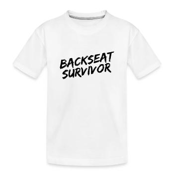 "Backseat Survivor" - Schwarze Pinselschrift - Kinder Premium Bio T-Shirt - Weiß - Vorne