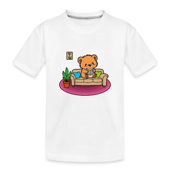 So ein niedlicher kleiner Bär - er liest ein Buch! - Kinder Premium Bio T-Shirt - Weiß - Vorne