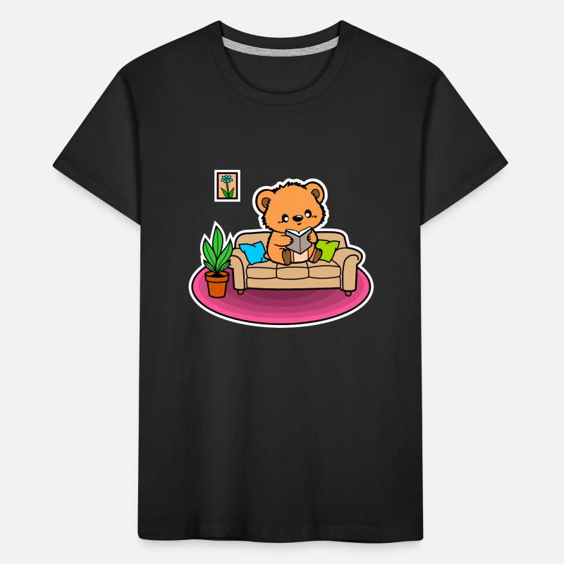 Such a cute little bear - he's reading a book! Kids' Premium Organic T-Shirt