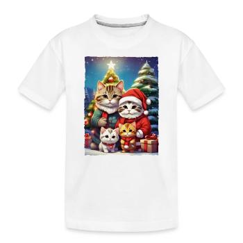 Christmas Cats Family 1.8 - Kids' Premium Organic T-Shirt - white - Front