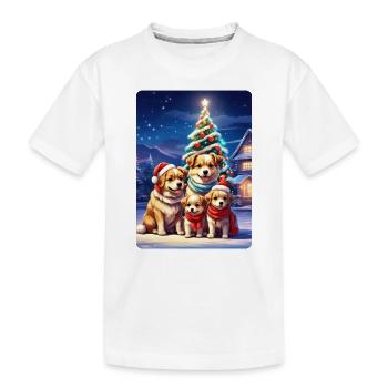 Famille de chiens de Noël 1.5 - T-shirt bio Premium Enfant - blanc - Devant